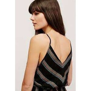 Free People Womens Black Striped Peplum Cami Top Wrap Festival Boho Indie